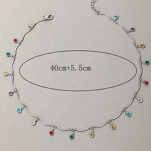 Sterling Silver Plated Gemstone Drop Necklace - Picture 9 of 9